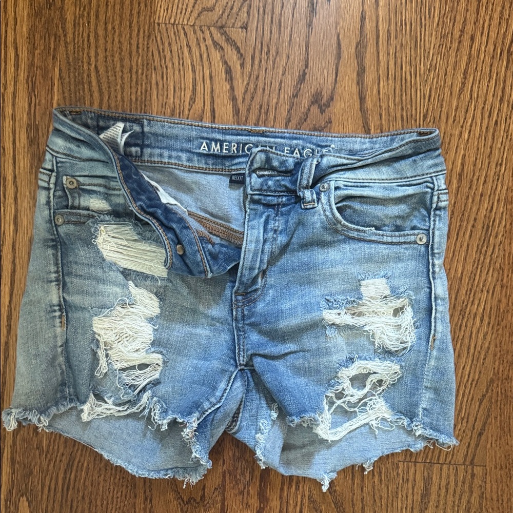 American Eagle Outfitters Distressed Blue Jean Shorts
